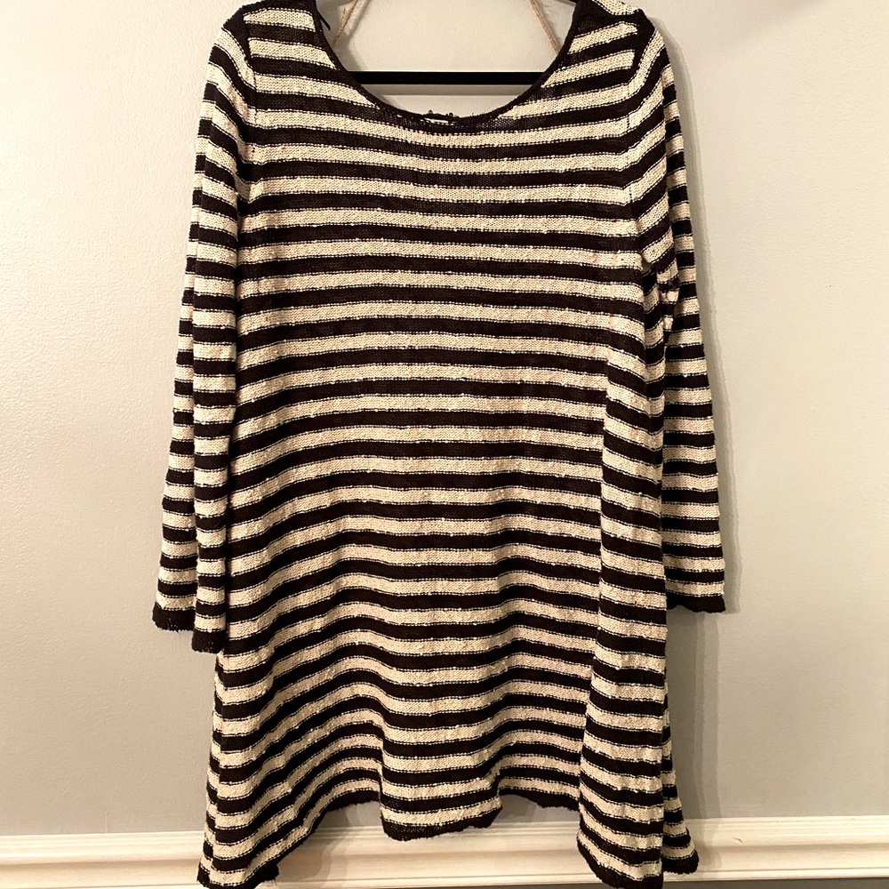 Oversized striped Free People knit cotton tunic/dress. Sz s, but oversized